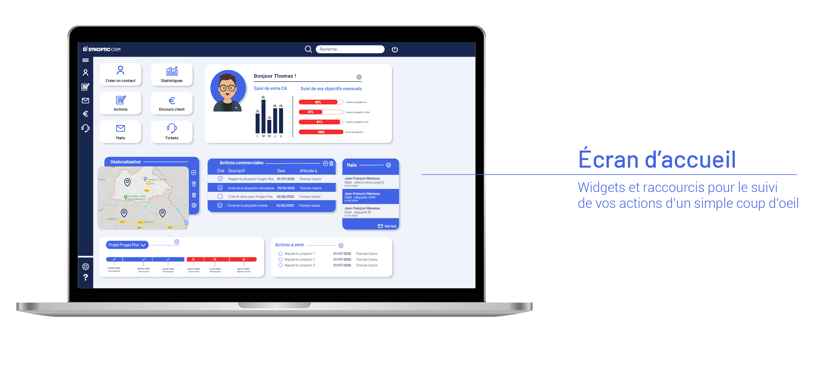CRM écran accueil