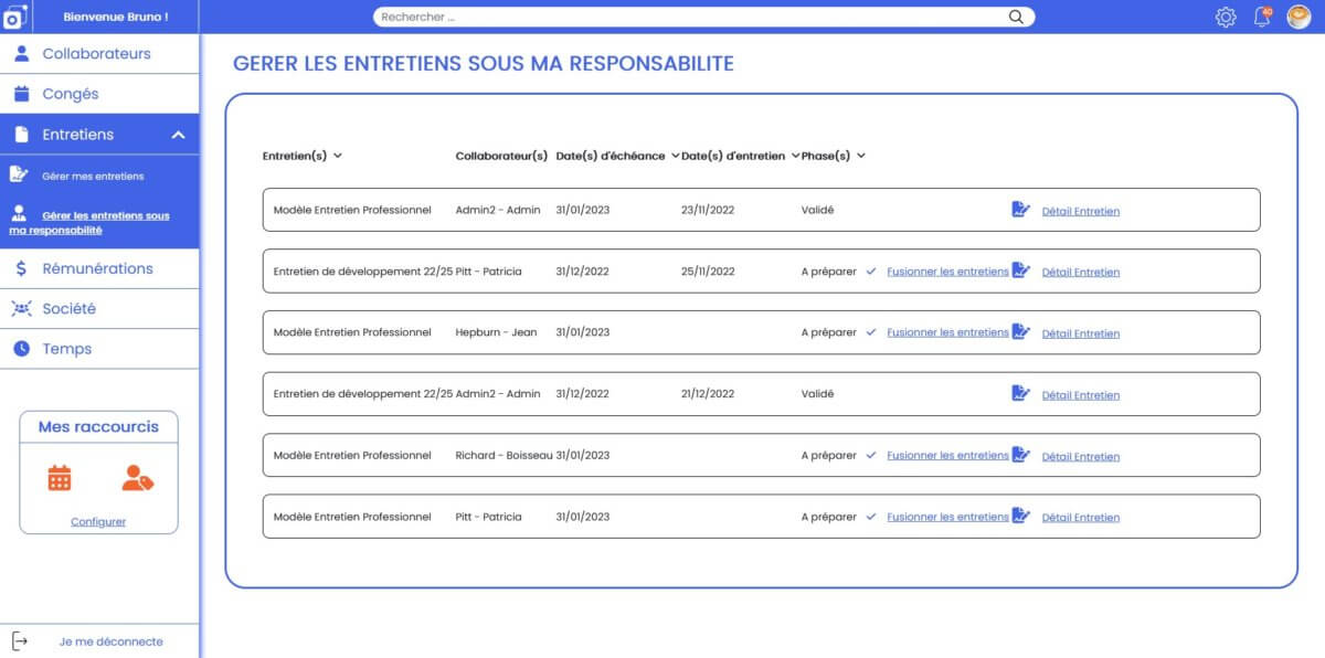 Gestion des entretiens RH