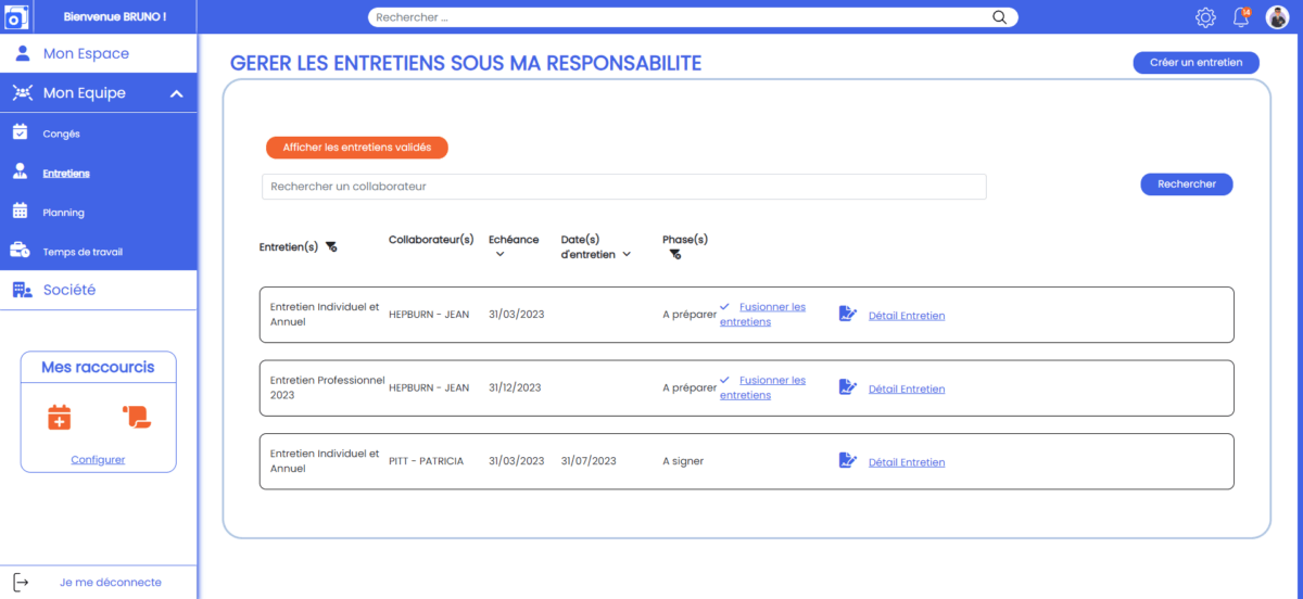 Gestion des entretiens manager SIRH Synoriel