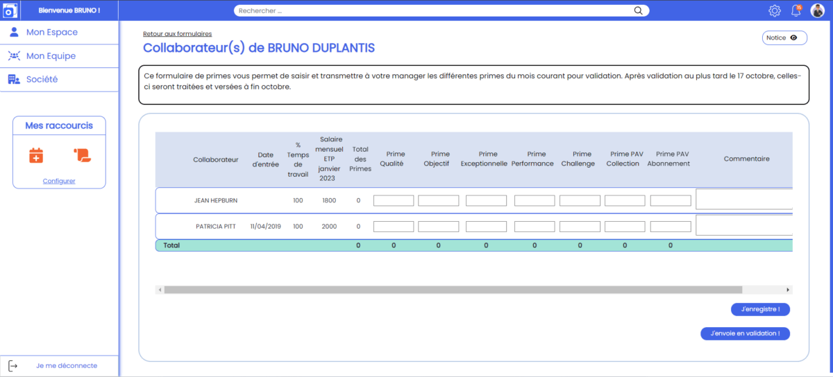 Gestion primes avantages SIRH Synoriel