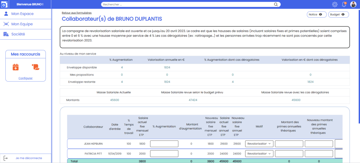 Revalorisation salariale SIRH Synoriel
