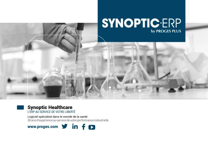 Couverture du catalogue Synoptic ERP santé et laboratoires